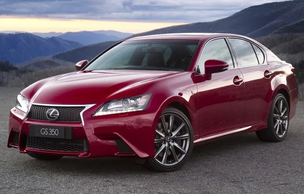 Picture the sky, mountains, red, lexus, sedan, Lexus, the front, 350