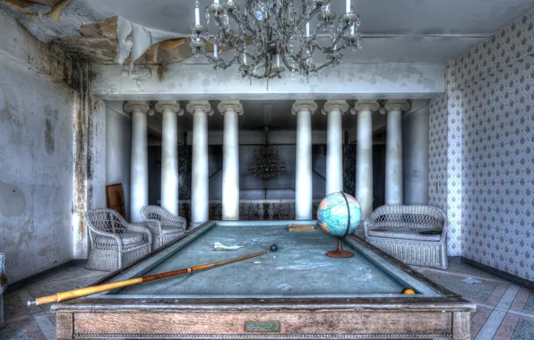 Table, Billiards, globe