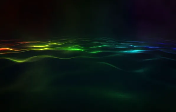 Wave, color, light, strip, blur, black background