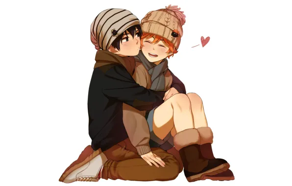 Hugs, two, boys, Volleyball, Haikyuu, Kageyama, Tobio, Hinata,
