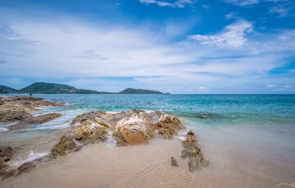 Sand, sea, wave, beach, summer, stones, shore, summer