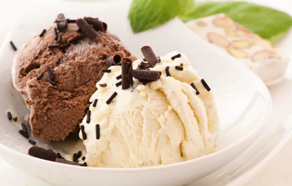 Picture plate, ice cream, sweets, dessert, chocolate, glaze, sundae