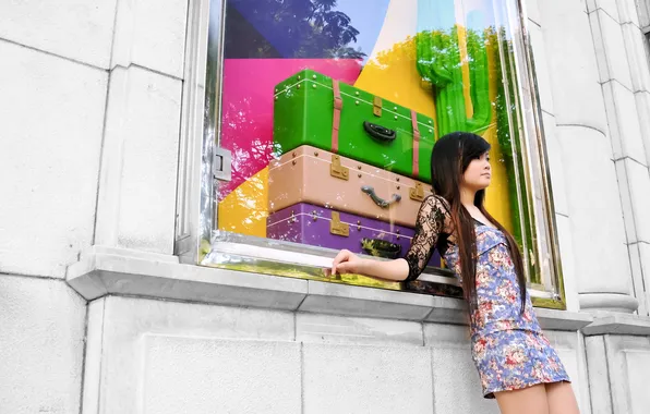 Girl, background, street