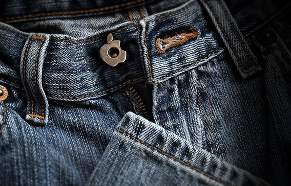 Picture macro, creative, apple, jeans, button, logo, brand, jeans