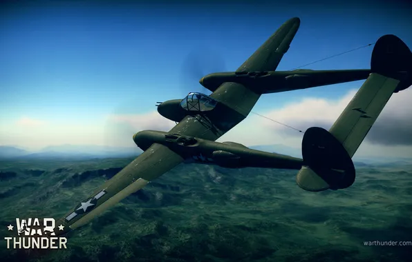 The sky, the plane, American, Lockheed P-38 Lightning, WW2, War Thunder, heavy fighter, IMO