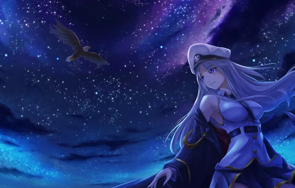 Girl, night, eagle, Azur Lane