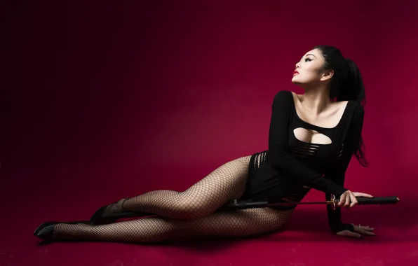 Picture girl, pose, sword