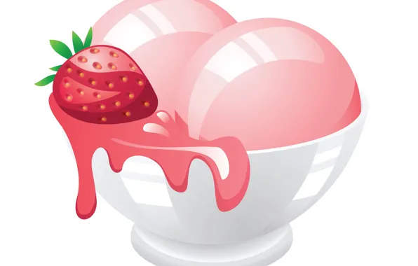 Picture food, strawberry, ice cream, dessert, GENTLY