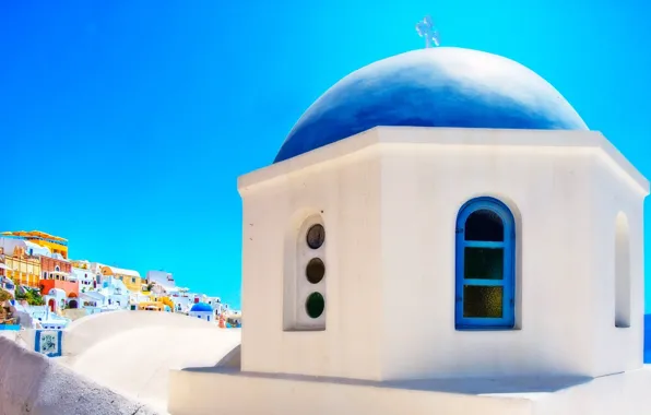 Sea, the sky, the city, home, Santorini, Greece, Church