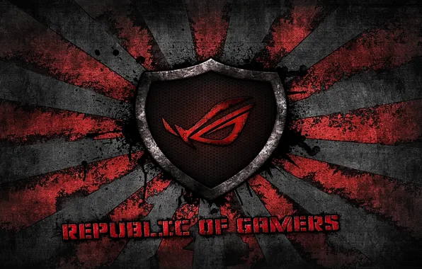 Picture red, logo, grey, background, brand, asus, rog, republic of gamers