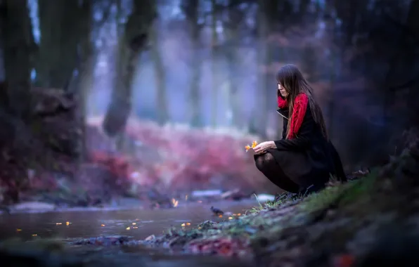 Girl, nature, background