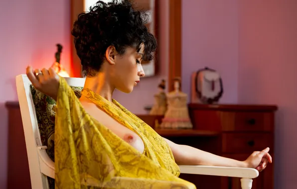 Reverie, chair, doll, brunette, ring, profile, hairstyle, curls