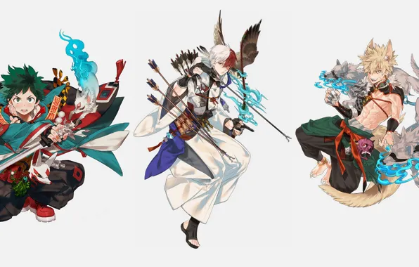 Fantasy, guys, Boku no Hero Academy, My hero Academy, Midori Isuku, Todoroki Shoto, Bakuga Katsuki