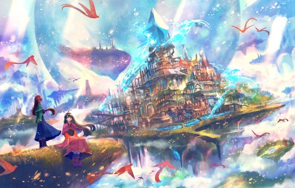 Birds, the city, girls, fantasy