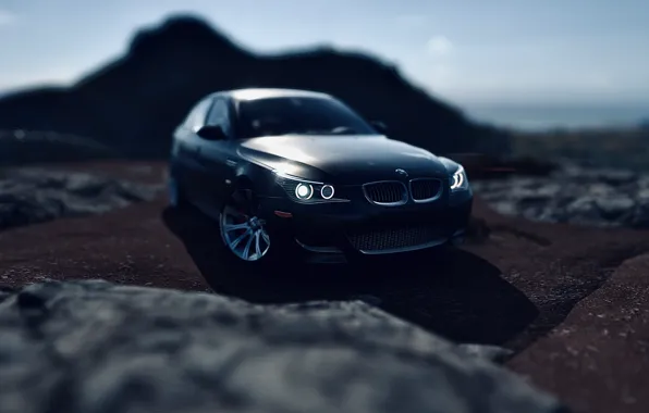 HDR, BMW, Clouds, Sky, Game, Ocean, E60, Rocks
