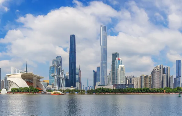 The city, Skyscrapers, China, Shanghai, Urban landscape
