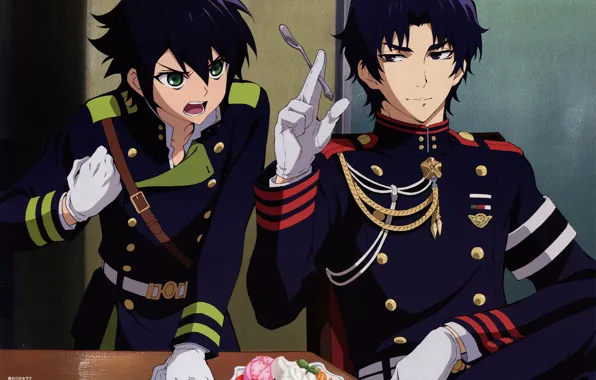Look, cake, guys, irritation, Owari no Seraph, The last Seraphim