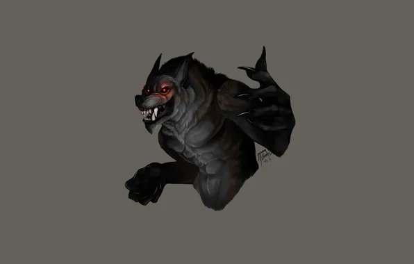 Eyes, face, monster, mouth, claws, fangs, werewolf