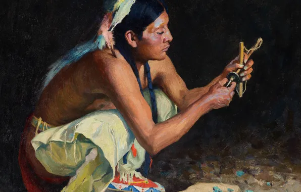 Eanger Irving Couse, Taos, The Turquoise Bead Driller
