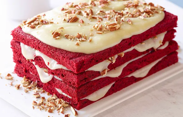 Food, cake, nuts, cream, dessert, sweet, biscuit