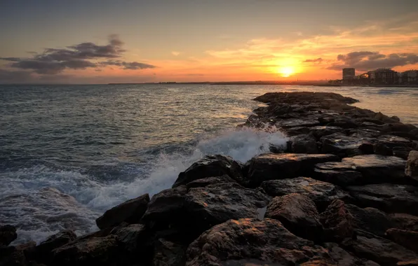 Picture sunset, coast, Spain