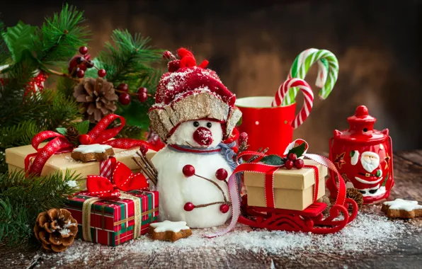 Decoration, toys, tree, New Year, Christmas, snowman, Christmas, Xmas
