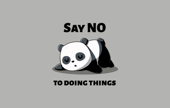 Minimalism, sleeping, humor, simple background, Panda, say no