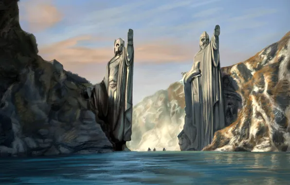 Statues, The Lord Of The Rings, fan art, Of Isildur and Anarion, The Pillars Argonath, …