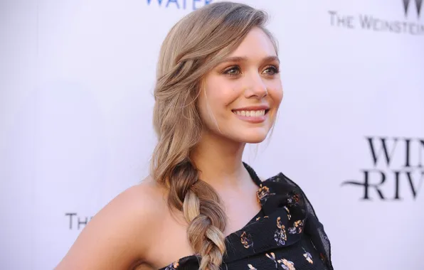 Look, pose, smile, actress, braid, photoshoot, hair, Elizabeth Olsen