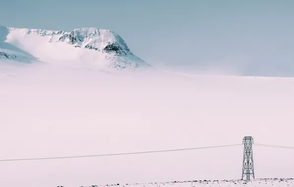 Winter, snow, power line