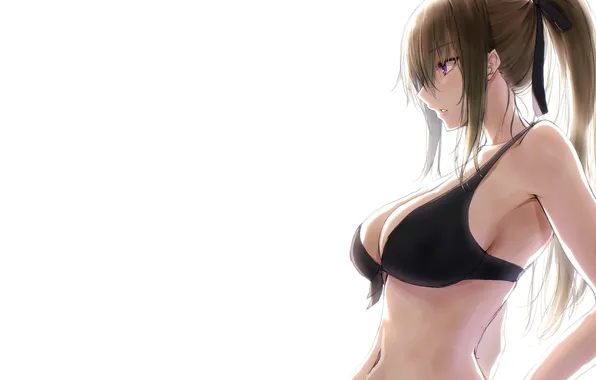 Girl, sexy, cleavage, long hair, boobs, sexy girl, anime, beautiful
