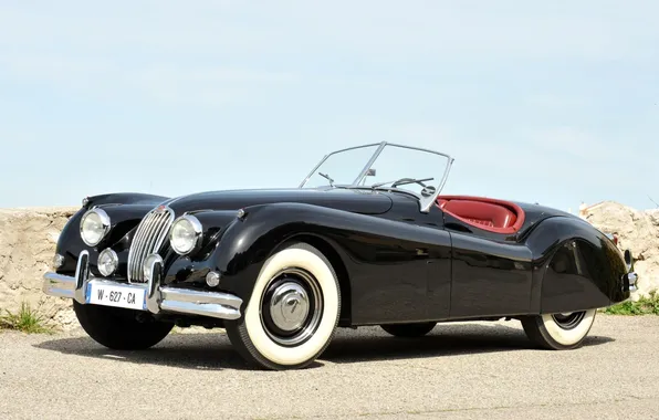 Picture the sky, black, Roadster, Jaguar, Jaguar, Roadster, classic, 1954
