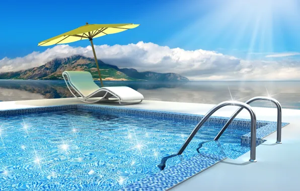 The sun, the ocean, pool, pool, water, swimming, glittering