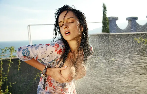 Squirt, wet, Tits, girl. chest