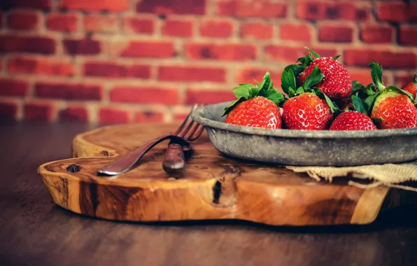 Berries, background, wall, food, brick, strawberry, plate, plug