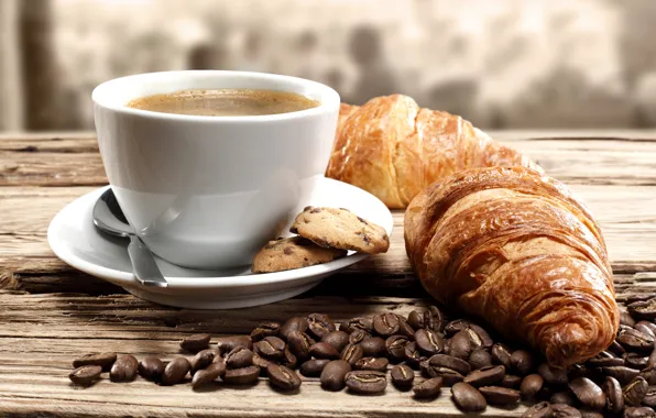 Picture coffee, cookies, coffee beans, coffee, croissants, biscuits, coffee beans, growing