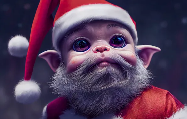 Being, Christmas, New year, Santa Claus, dwarf, ears, the Santa hat