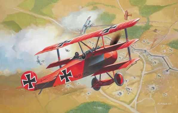 Picture the plane, the red Baron, Triplane, the first world