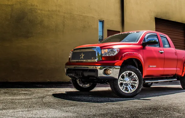 Wallpaper Toyota, tuning, usa, Tundra, DEVOLRO, wrap, red tundra for ...