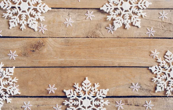 Winter, snowflakes, tree, Board, New Year, new year, wood, winter