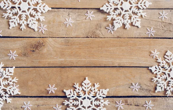 Picture winter, snowflakes, tree, Board, New Year, new year, wood, winter