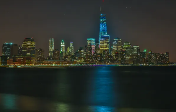 The sky, night, lights, home, new York, USA