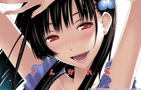 Picture red eyes, joyful, sankarea, blue dress, Sanka Rea, Sankyo Rea