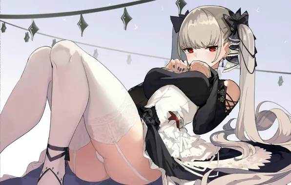 Lingerie, panties, panty, handsome, blonde, breasts, long hair, anime