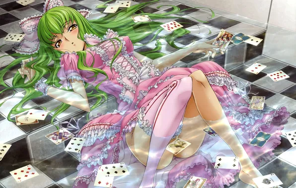 Picture card, water, girl, anime, steps, Code Geass