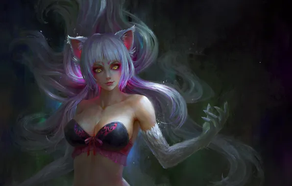 Girl, art, ears, bakemonogatari, hanekawa tsubasa, tang