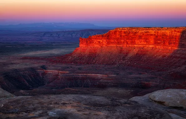 The sky, light, mountains, stones, rocks, dawn, dal, morning