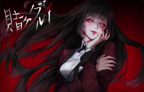 Picture girl, anime, face, japanese, bishojo, kanji, Kakegurui, Compulsive Gambler