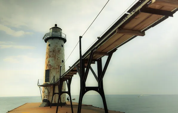 Landscape, bridge, lighthouse