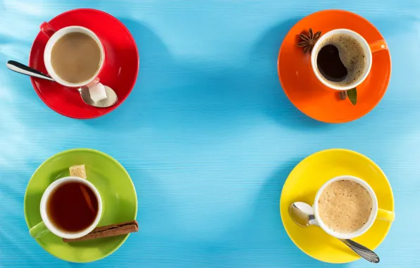 Tea, coffee, spoon, Cup, sugar, cappuccino
